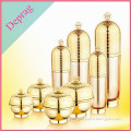 30ml 50ml 120ml acrylic empty gold round lotion pump cosmetic bottle, gold acrylic cosmetic packaging liquid bottle